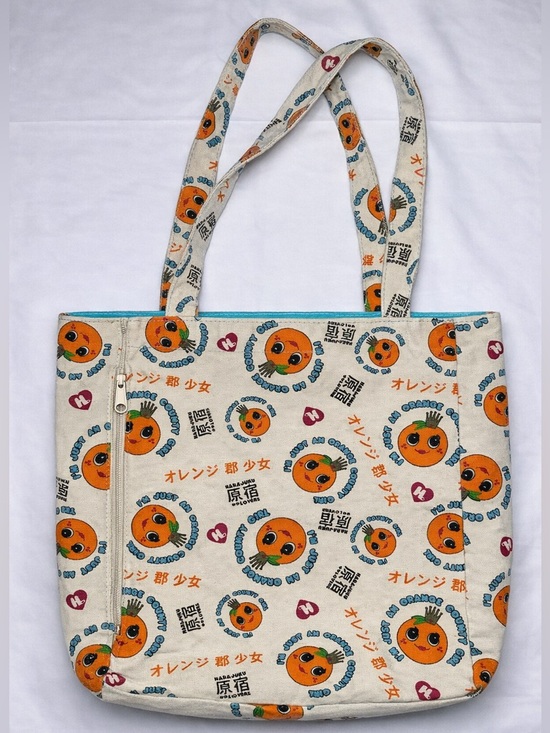 Harajuku Lovers Handbags - Vintage Harajuku Lovers Orange County Girl Canvas Tote Bag Y2K Kawaii